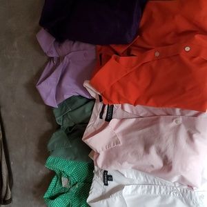 Bundle lot 7 women's work business career collared button down shirts medium